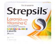 Strepsils Laranja com Vitamina C, 1,2/0,6 mg x 24 pst
