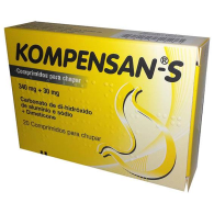 Kompensan Trieffect , 340 mg + 30 mg Blister 20 Unidade(s) Comp chupar, 340 mg + 30 mg x 20 comp(s) chupar